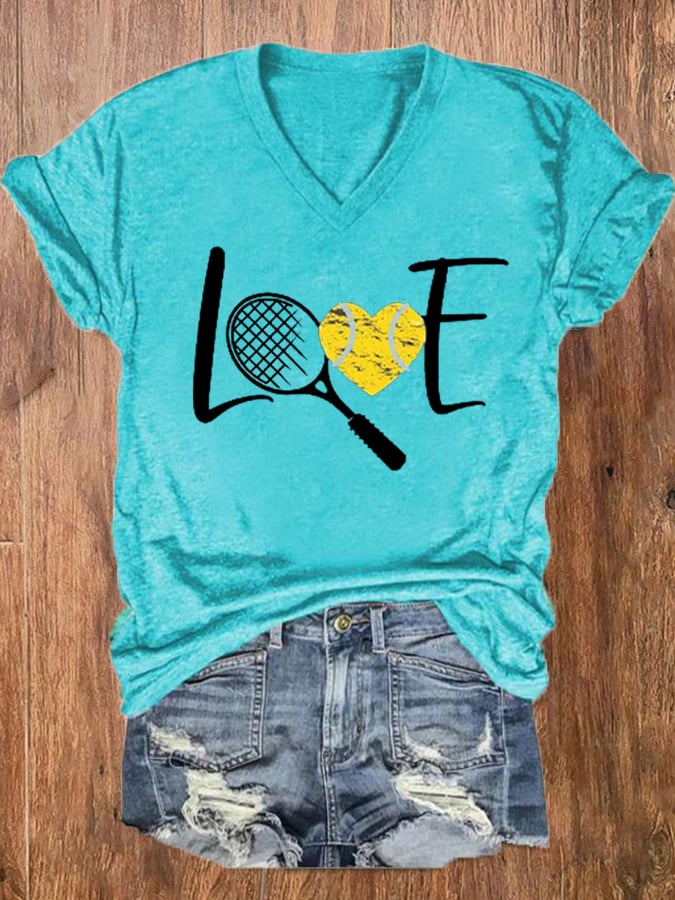 Women's Tennis Lover V-Neck Tee