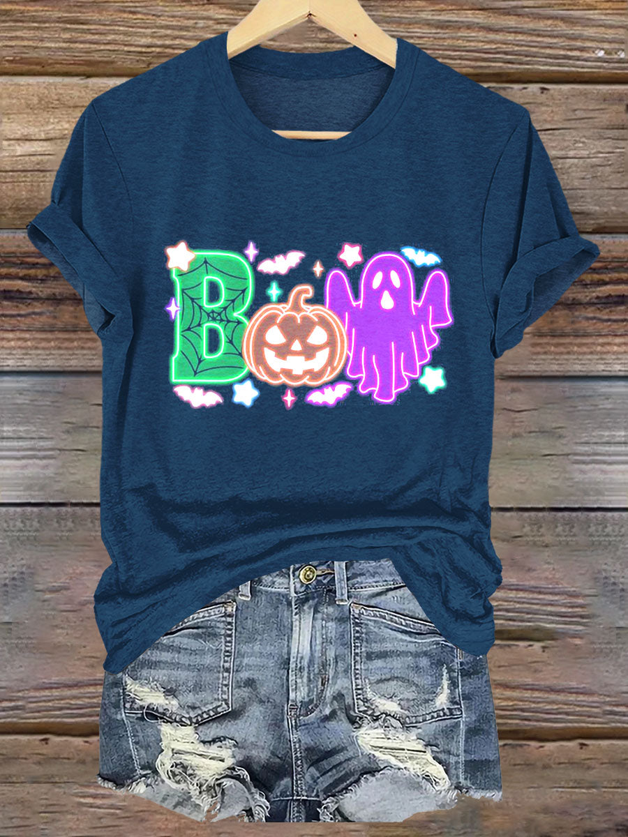 Neon Ghost Boo Art Print T-shirt