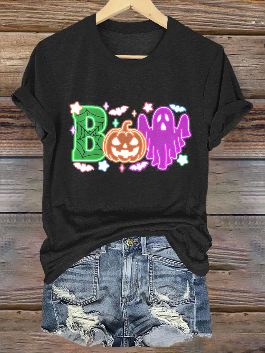 Neon Ghost Boo Art Print T-shirt