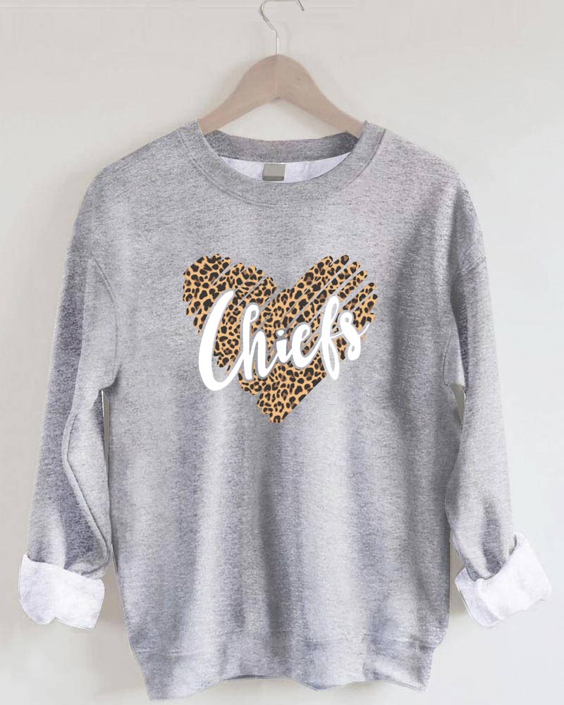 Kansas Chiefs Leopard Printed Crewneck Sweatshirt