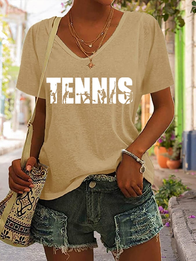 Women's  Apres Tennis  Printed Short-Sleeved T-Shirt