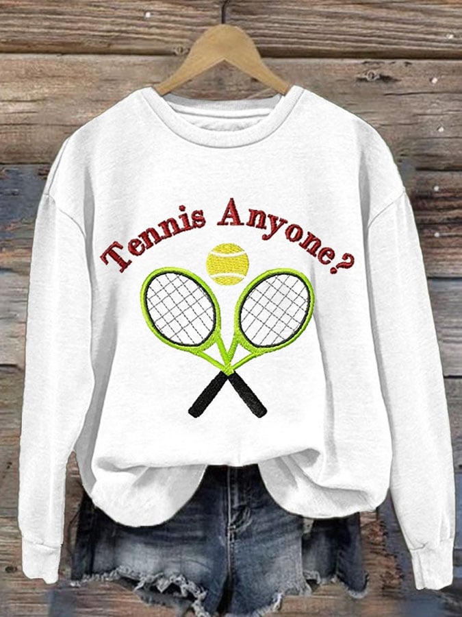 Women's Tennis Anyone Printed Casual Sports Sweatshirt