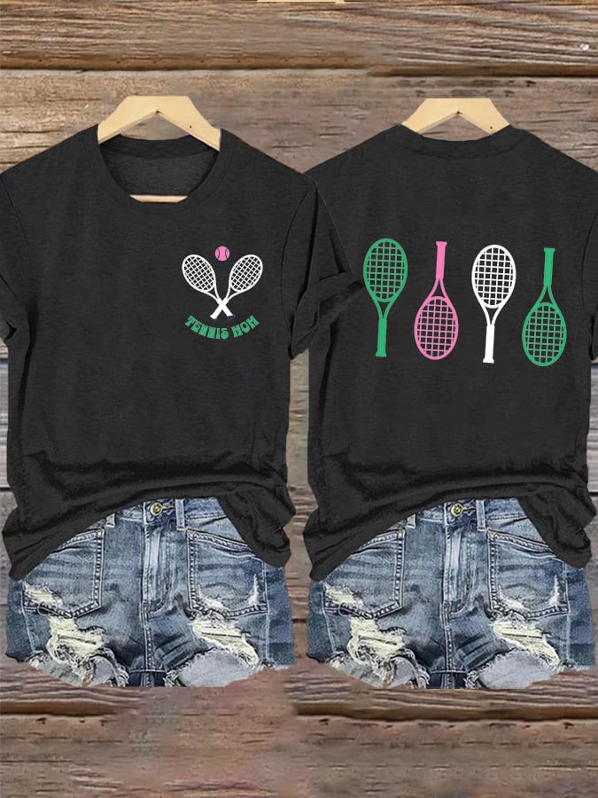 Women's Tennis Mom Print T-shirt