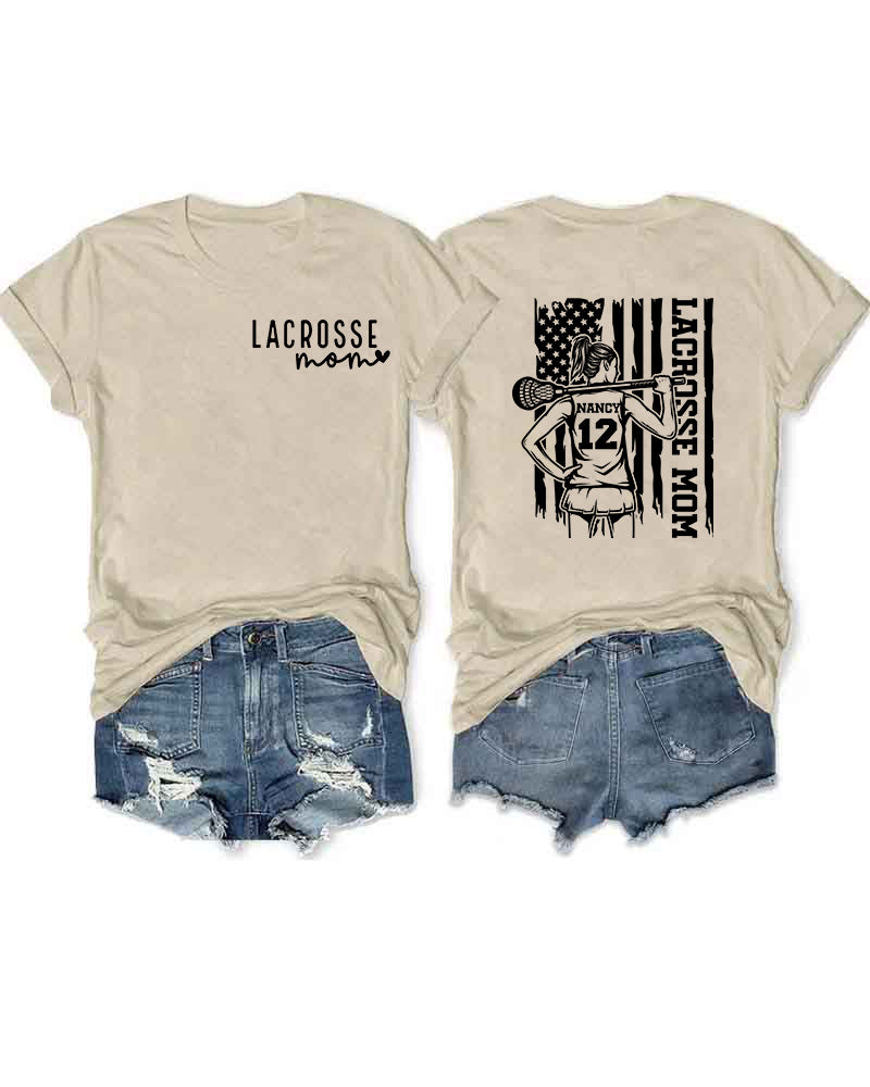 Lacrosse Mom Custom Name and Number T-Shirt