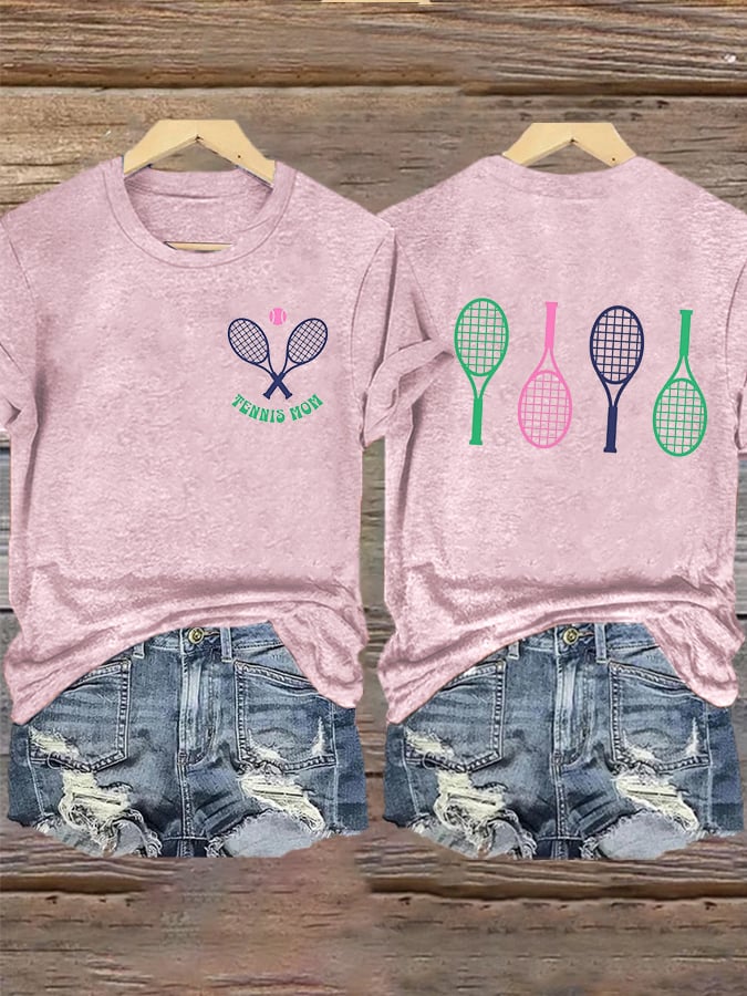 Women's Tennis Mom Print T-shirt