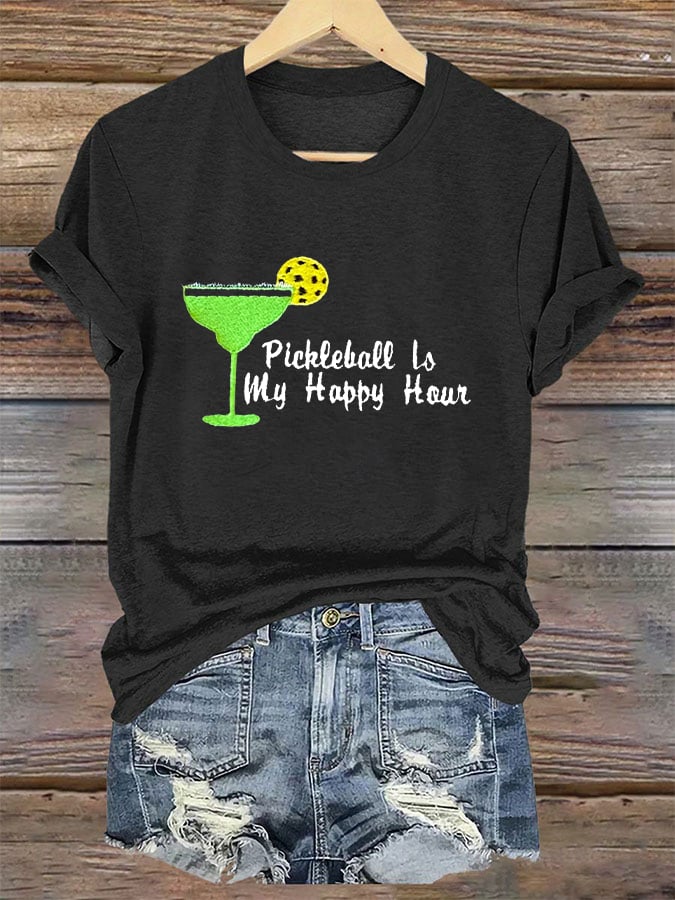 Women's Pickleball Margarita Happy Hour Print T-Shirt