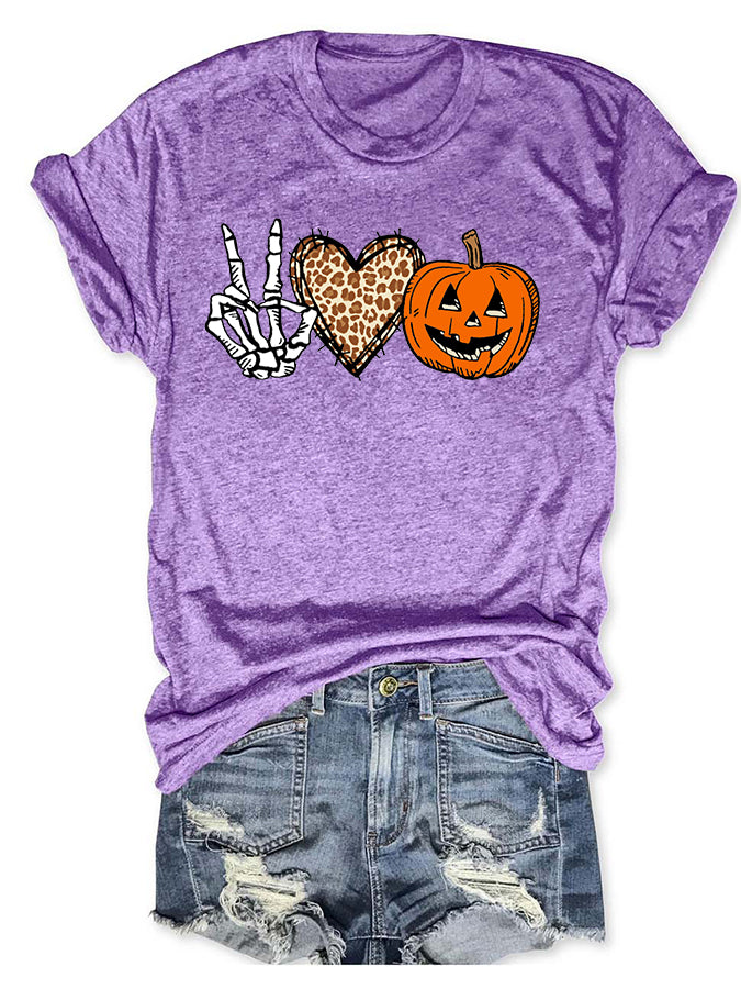 Peace Love Halloween Leopard T-Shirt