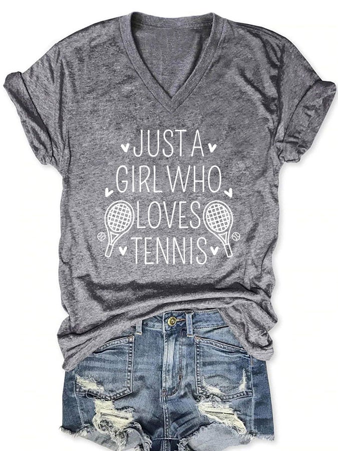 Women's "Just A Girl Who Loves Tennis" Printed T-Shirt