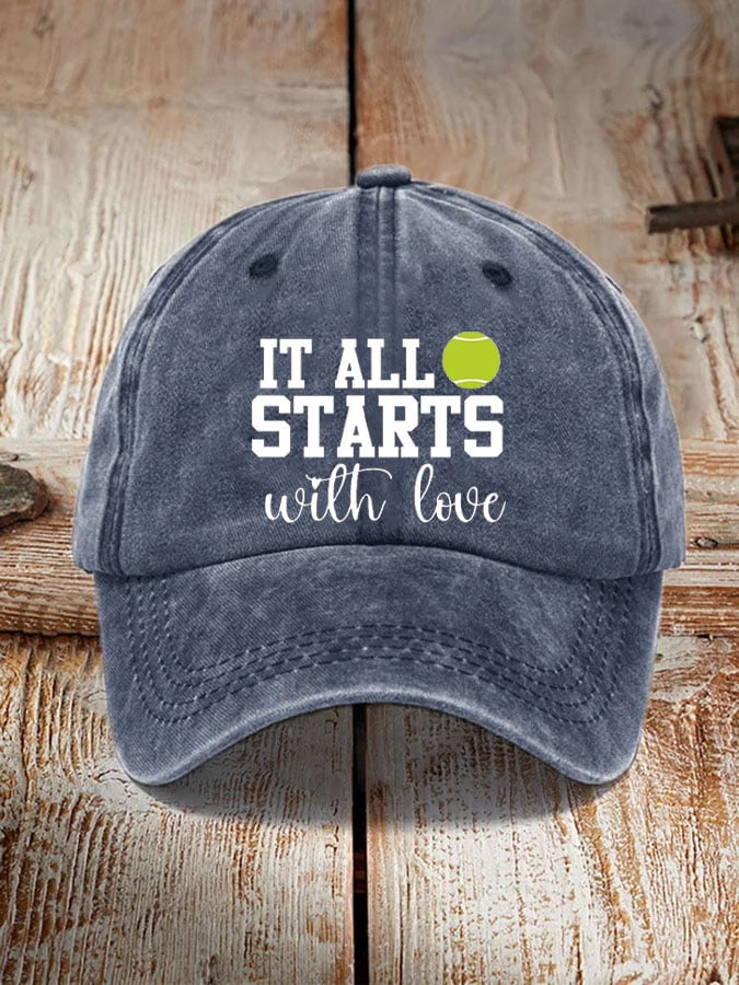 Women's Tennis Lover “It all starts with love” printed hat