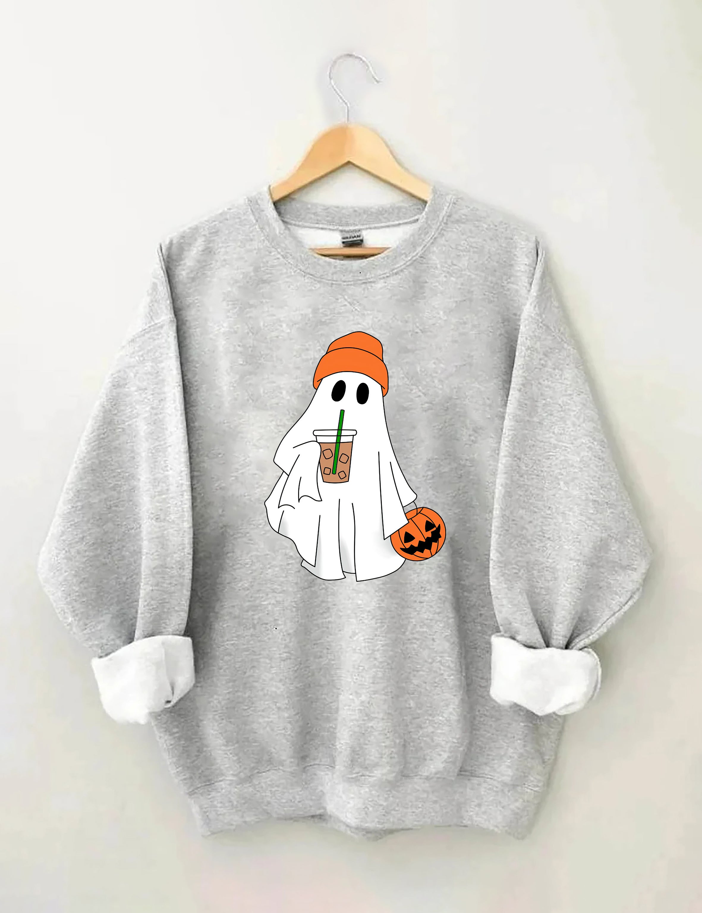 Cute Ghost Drinking Coffee Sweatshirt