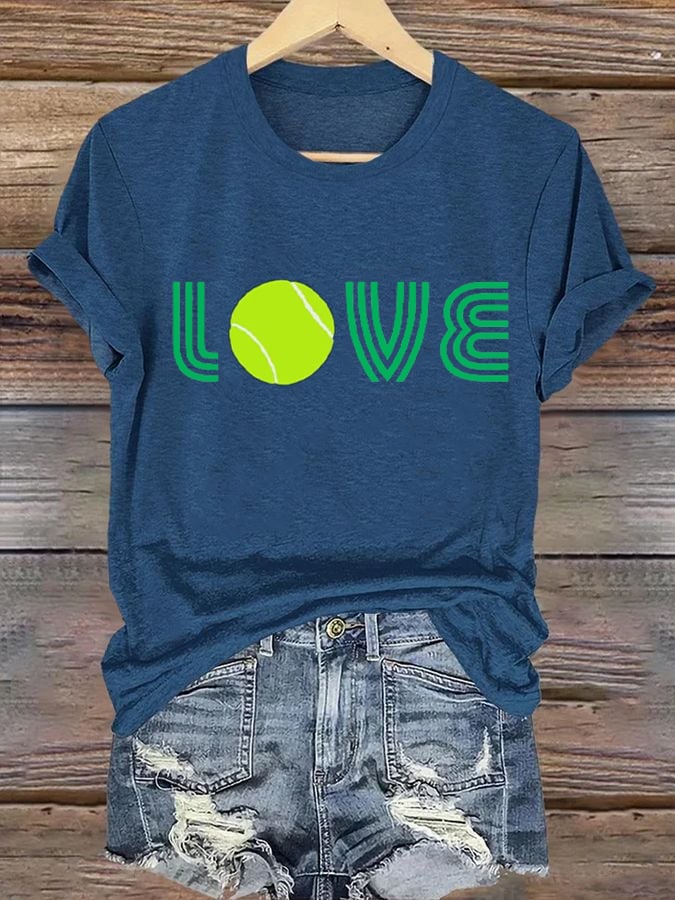 Women's Tennis Print Casual Round Neck T-Shirt