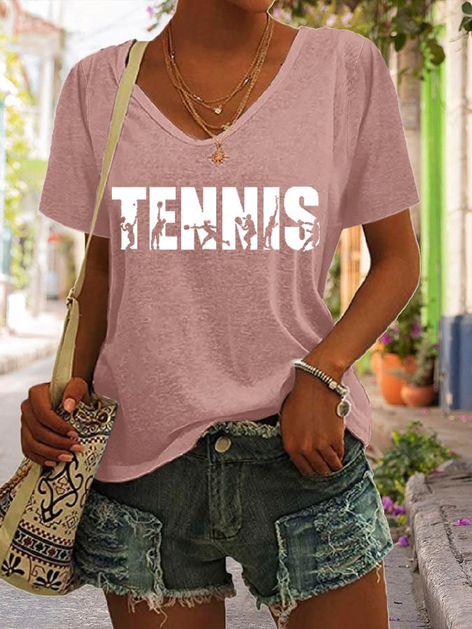 Women's  Apres Tennis  Printed Short-Sleeved T-Shirt