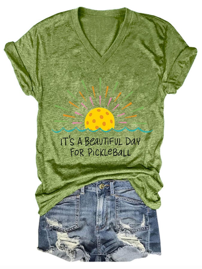 Women's Pickleball Lovers "It's a beautiful day for pickleball" printed T-shirt