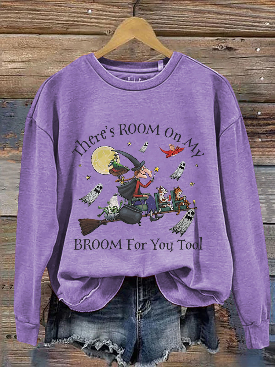 There's Room On My Broom For You Tool Dog Cat Witch Halloween Art Print Casual Sweatshirt