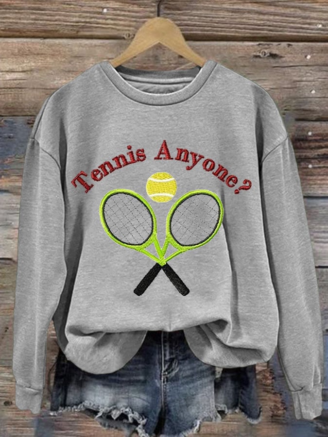 Women's Tennis Anyone Printed Casual Sports Sweatshirt