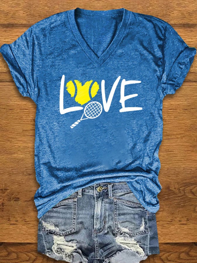 women's love tennis printed t-shirt