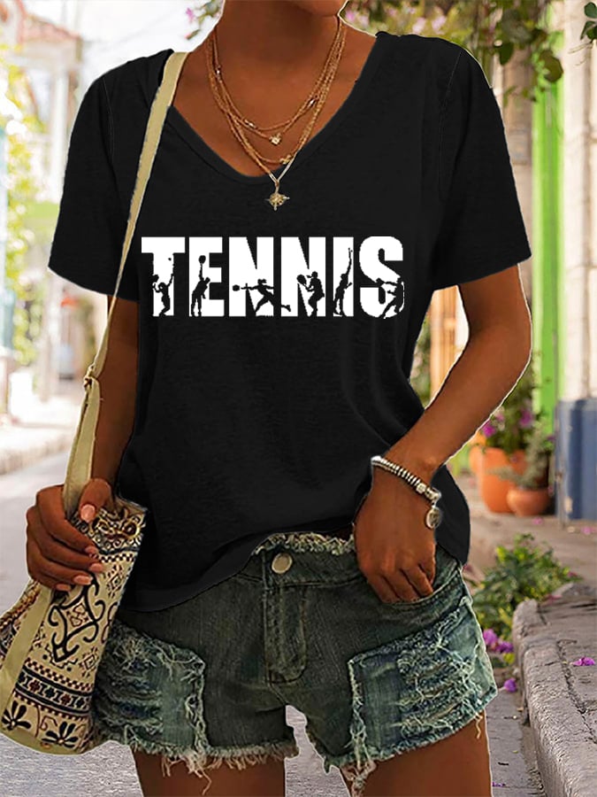 Women's  Apres Tennis  Printed Short-Sleeved T-Shirt