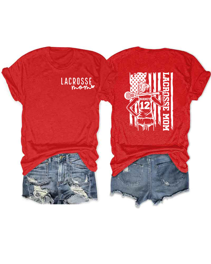 Lacrosse Mom Custom Name and Number T-Shirt