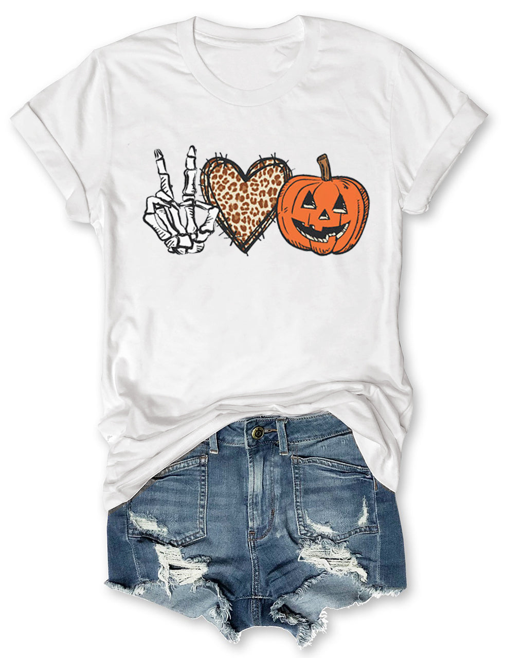 Peace Love Halloween Leopard T-Shirt