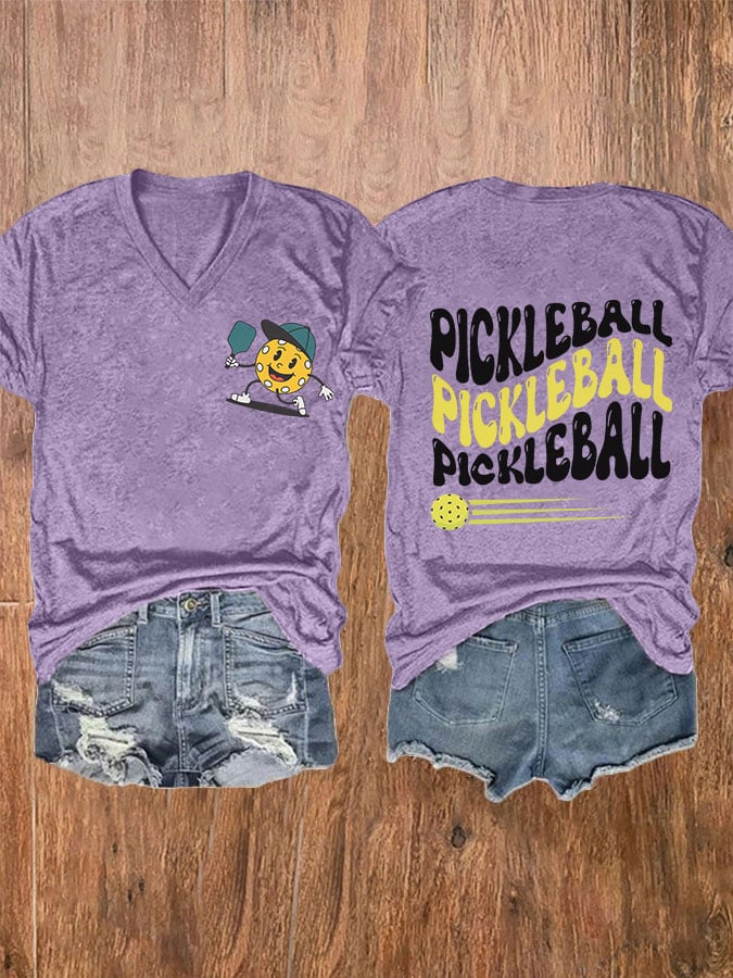 Women's Fun Pickleball V-Neck T-Shirt