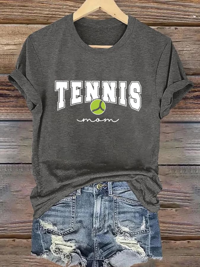 Women's Tennis Mom Tennis Lover Printed T-Shirt