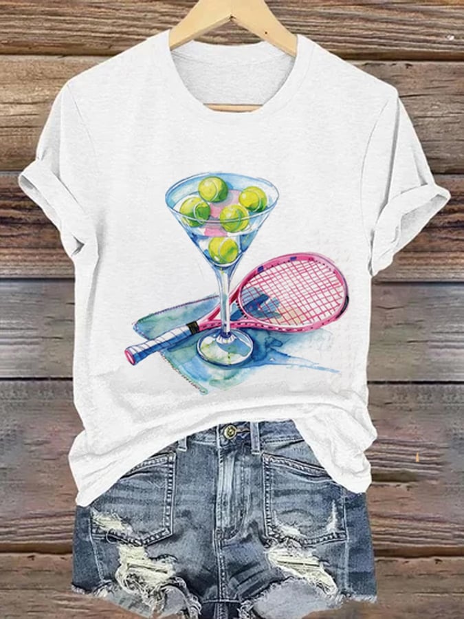 Women's Funny Tennis  Print T-Shirt