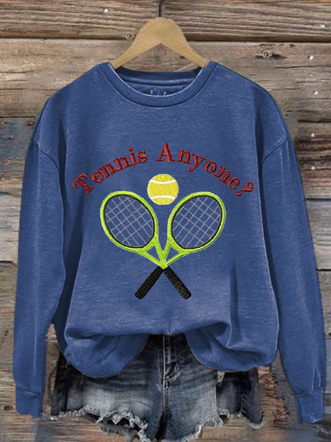 Women's Tennis Anyone Printed Casual Sports Sweatshirt