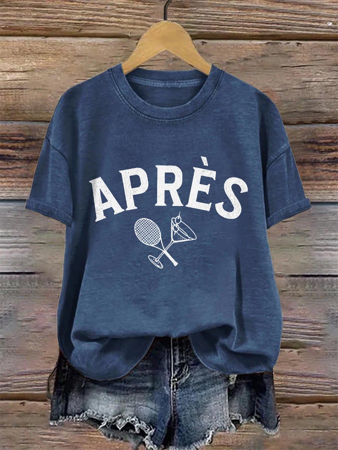 Women's Apres Tennis Printed V-Neck T-Shirt