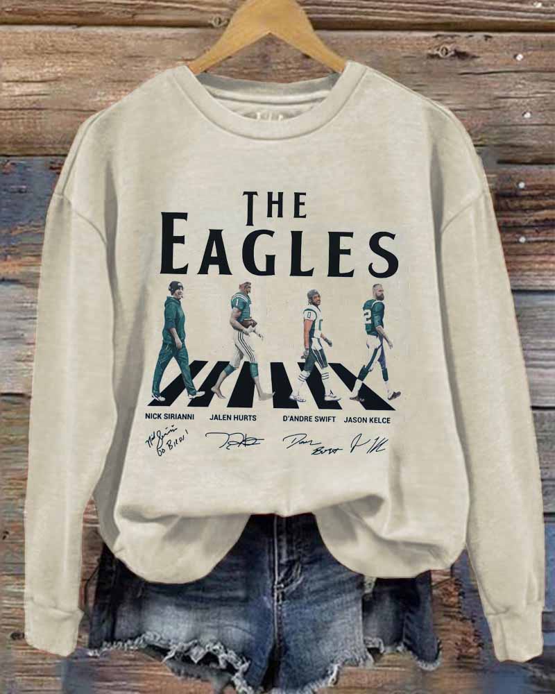 Eagles Walking Abbey Road Signatures Football Sweatshirt