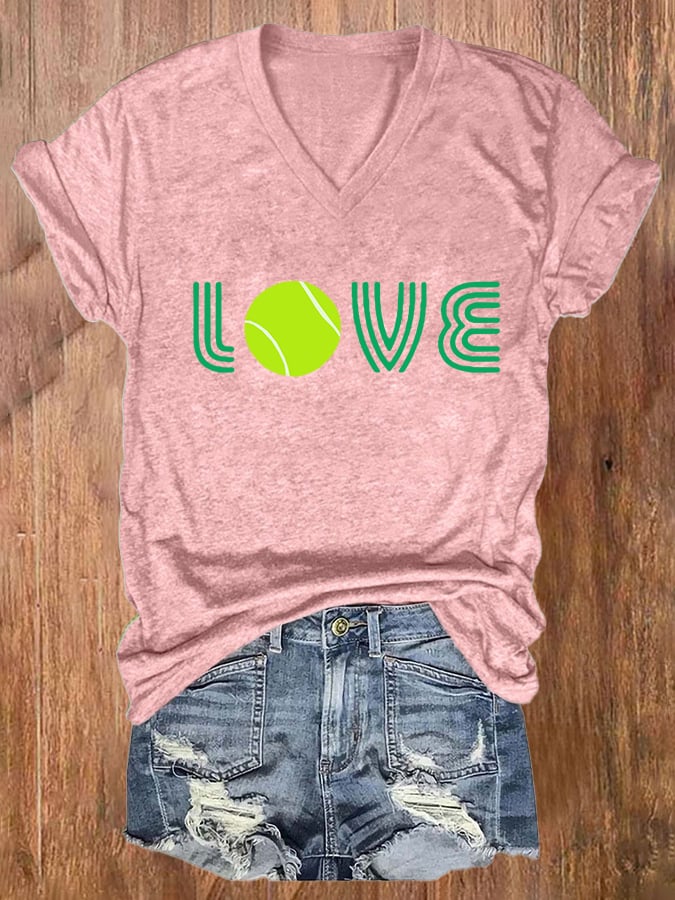 Women's Tennis Love Print Casual T-Shirt