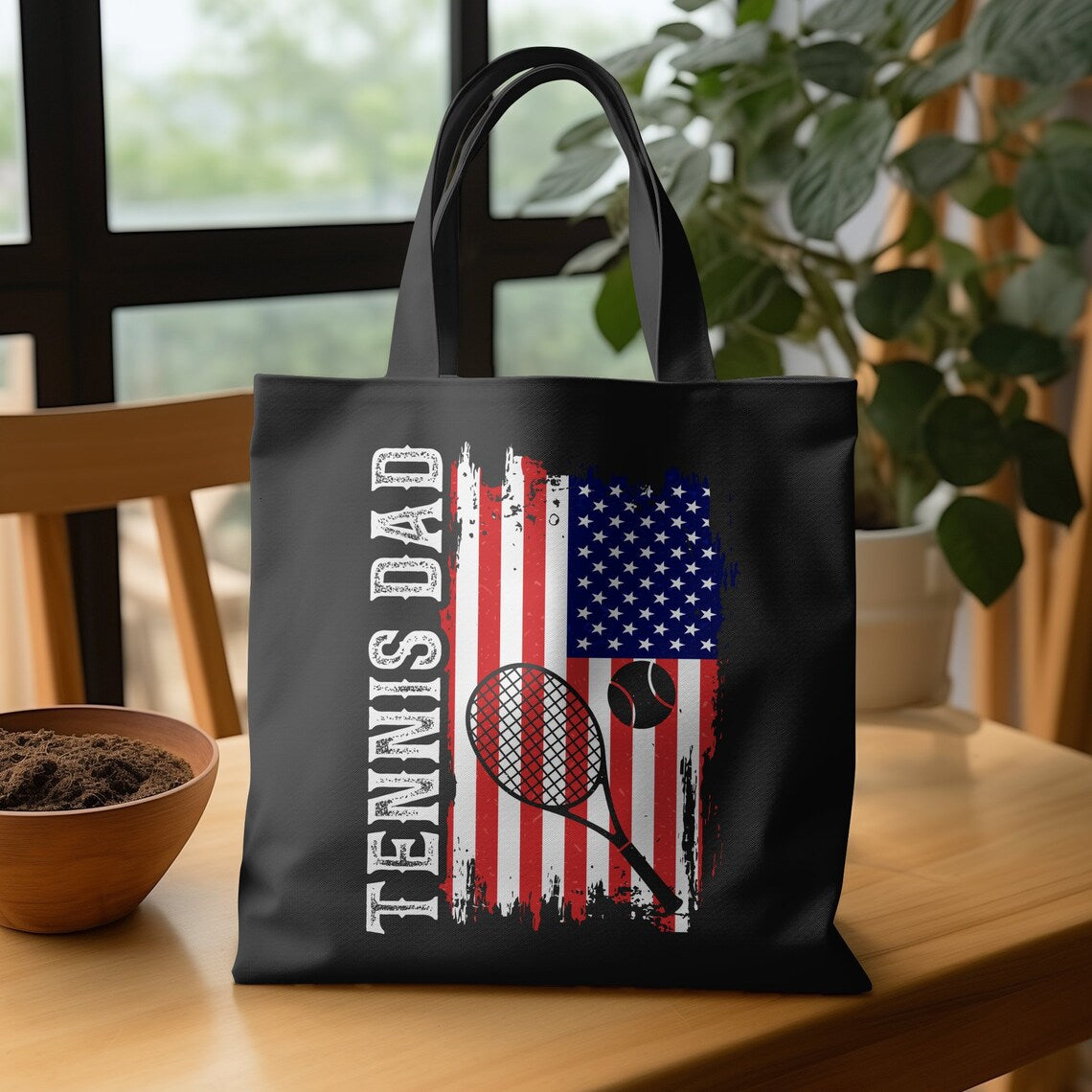 USA Flag Tennis Racket 4th of July  Tote Bag