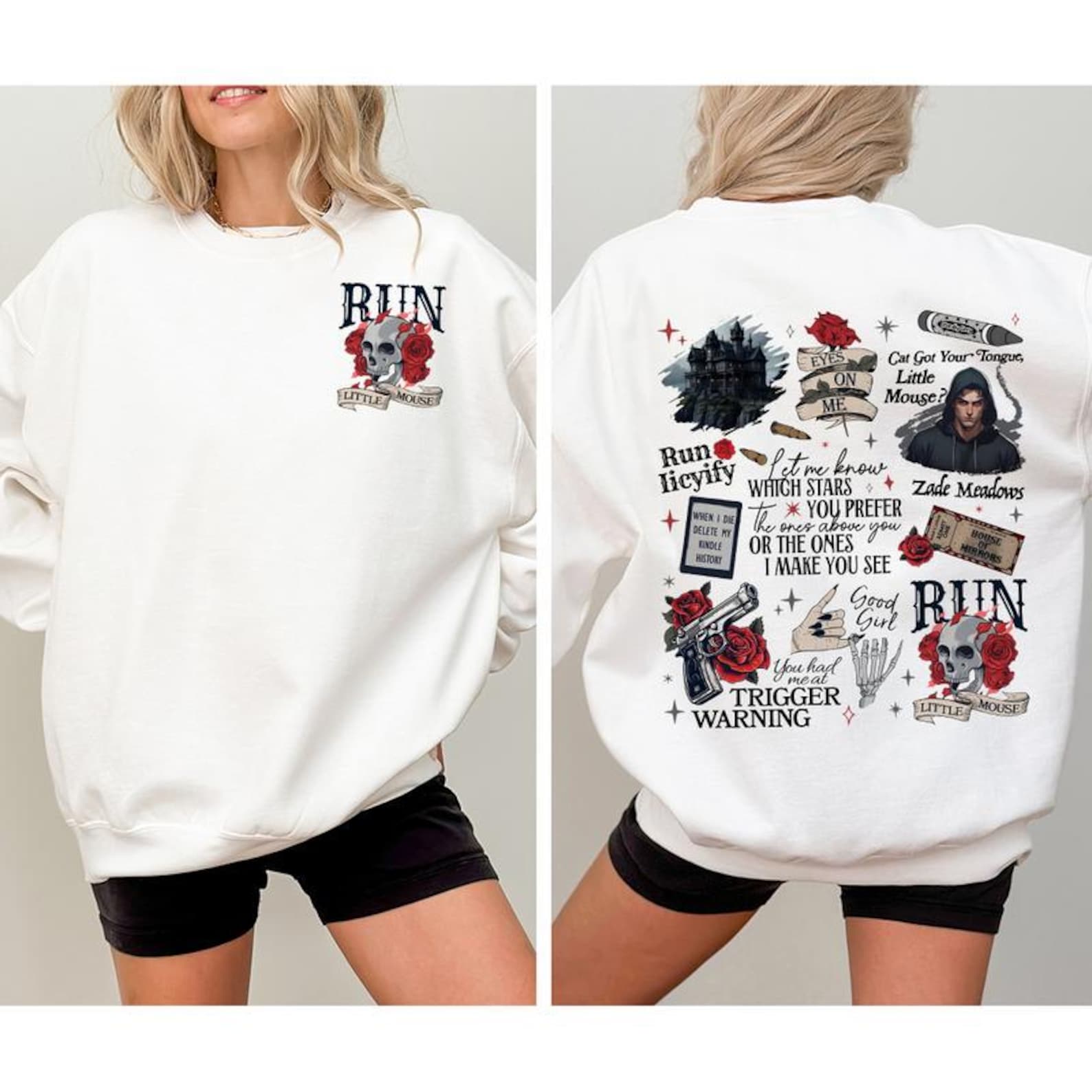 Run Little Mouse Rose Skeleton Sweatshirt