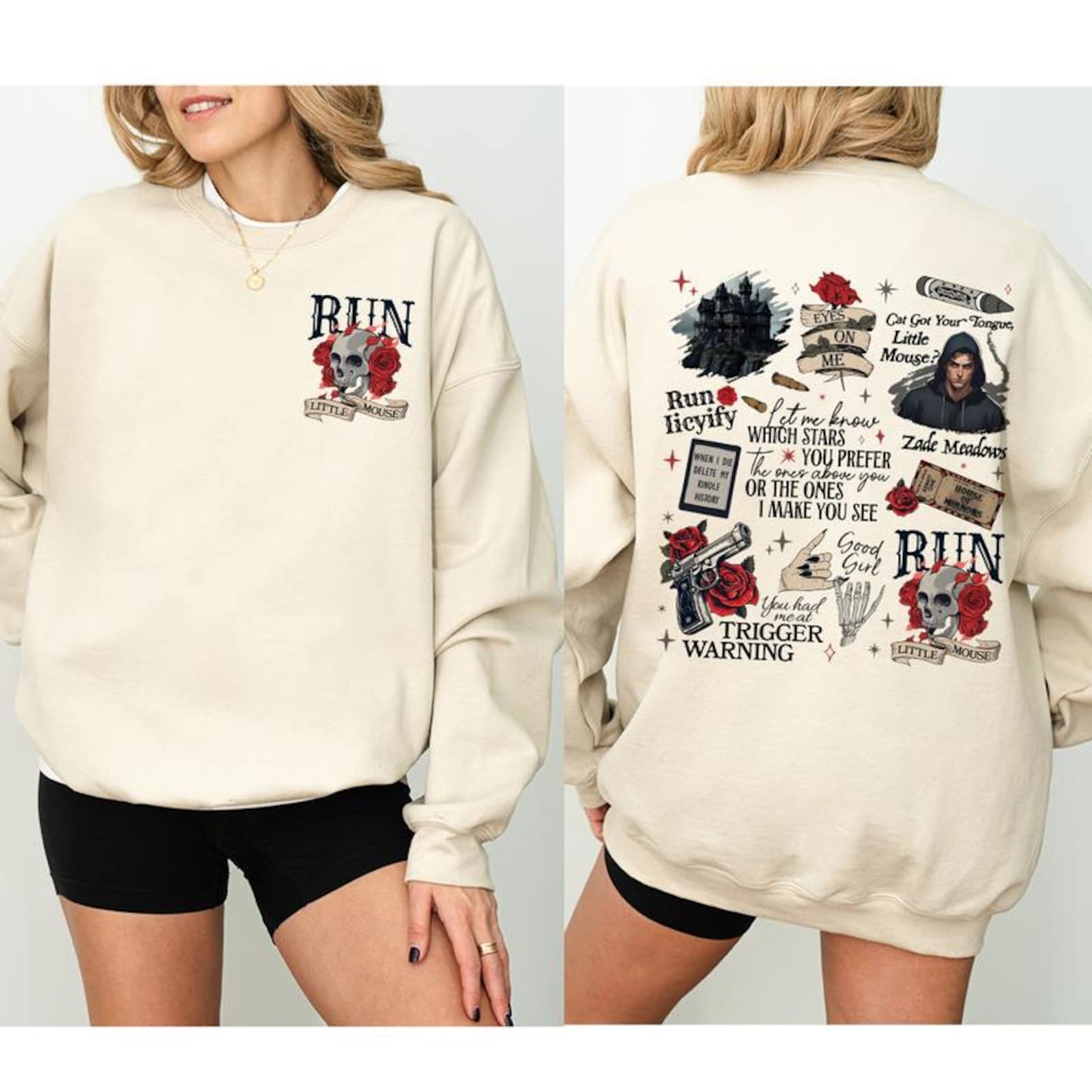 Run Little Mouse Rose Skeleton Sweatshirt