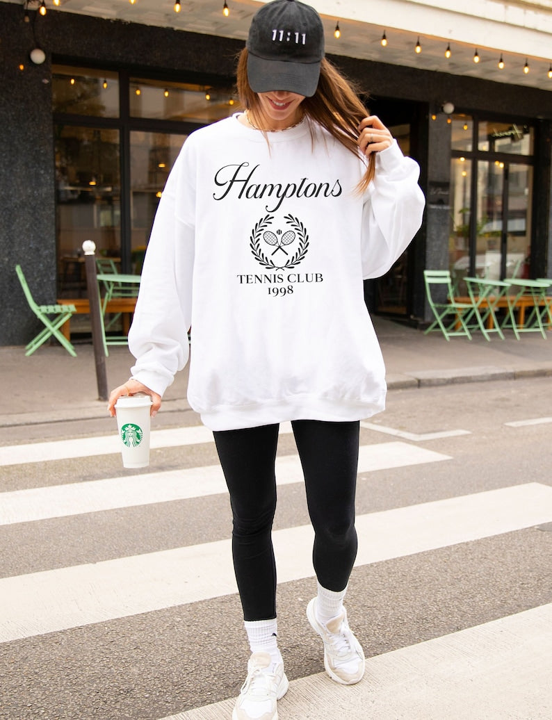 Hamptons Tennis Club Sweatshirt. Customized place names