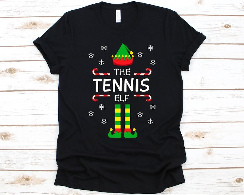 The Tennis Elf Christmas T-shirt