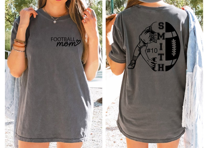 Football Mom T-Shirt，Personalise Your Name And  Number