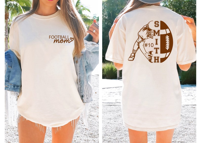 Football Mom T-Shirt，Personalise Your Name And  Number