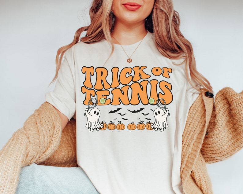 Trick or Treat Retro Halloween Tennis T-shirt