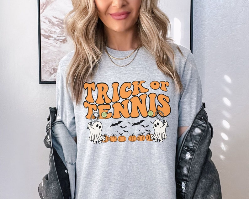 Trick or Treat Retro Halloween Tennis T-shirt