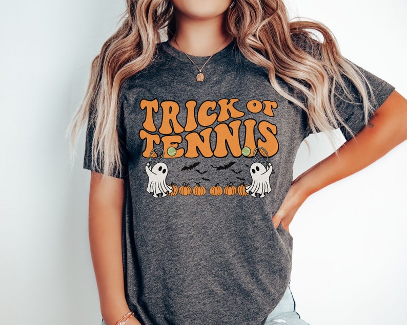 Trick or Treat Retro Halloween Tennis T-shirt