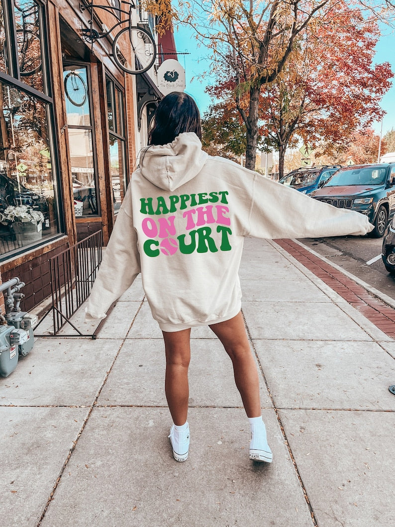 Custom Happiest on The Court Tennis Rackets Hoodie