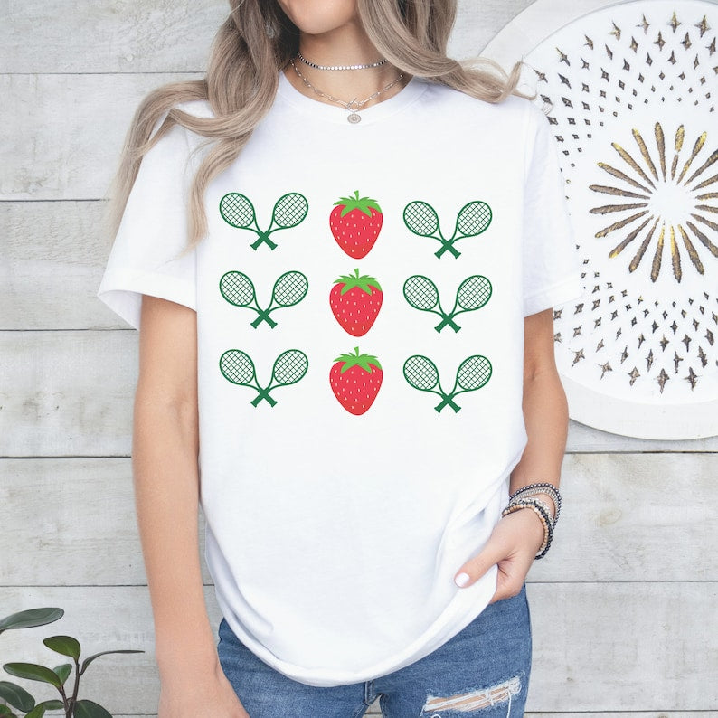 Tennis Tournament Strawberry Aesthetic  T-shirt