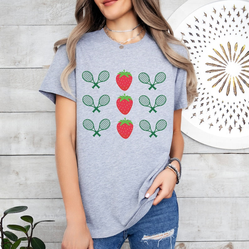 Tennis Tournament Strawberry Aesthetic  T-shirt