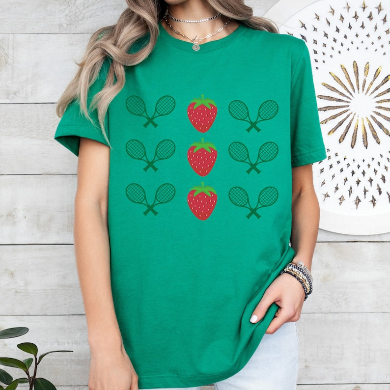 Tennis Tournament Strawberry Aesthetic  T-shirt