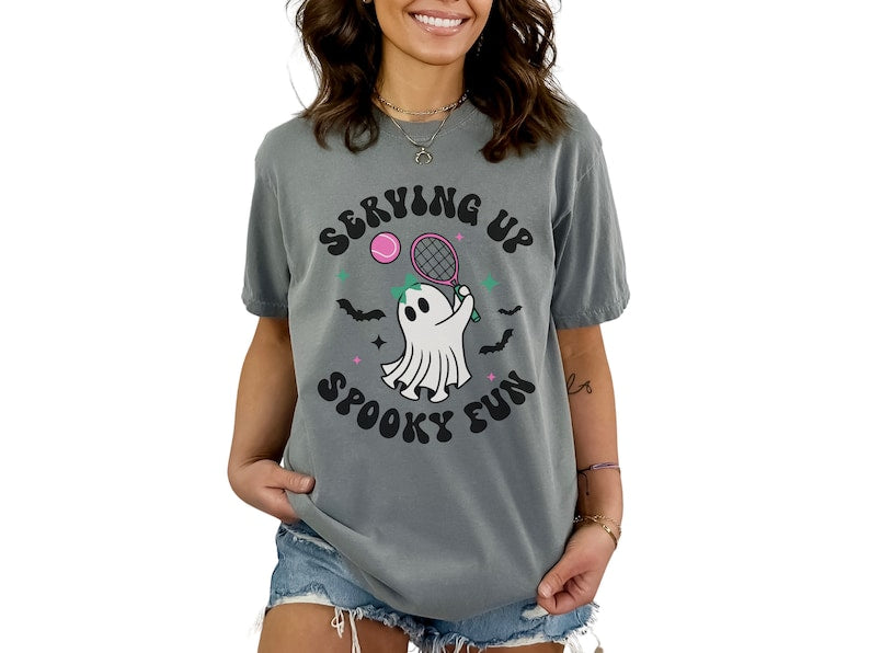 Serving Up Spooky Fun Tennis T-Shirt