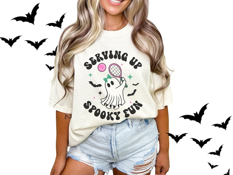 Serving Up Spooky Fun Tennis T-Shirt