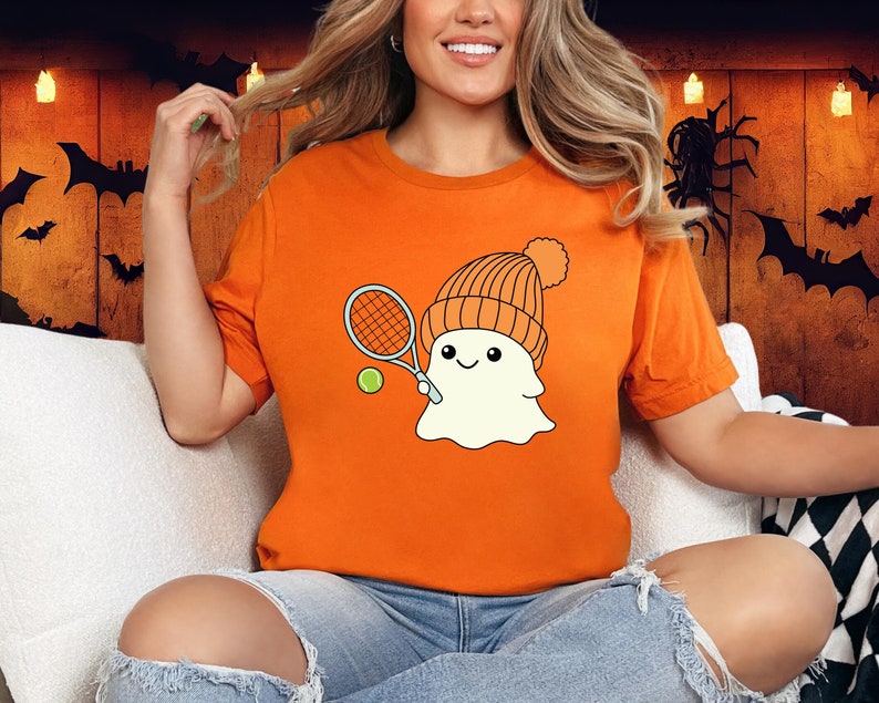 Retro Ghost Halloween Tennis  T-shirts