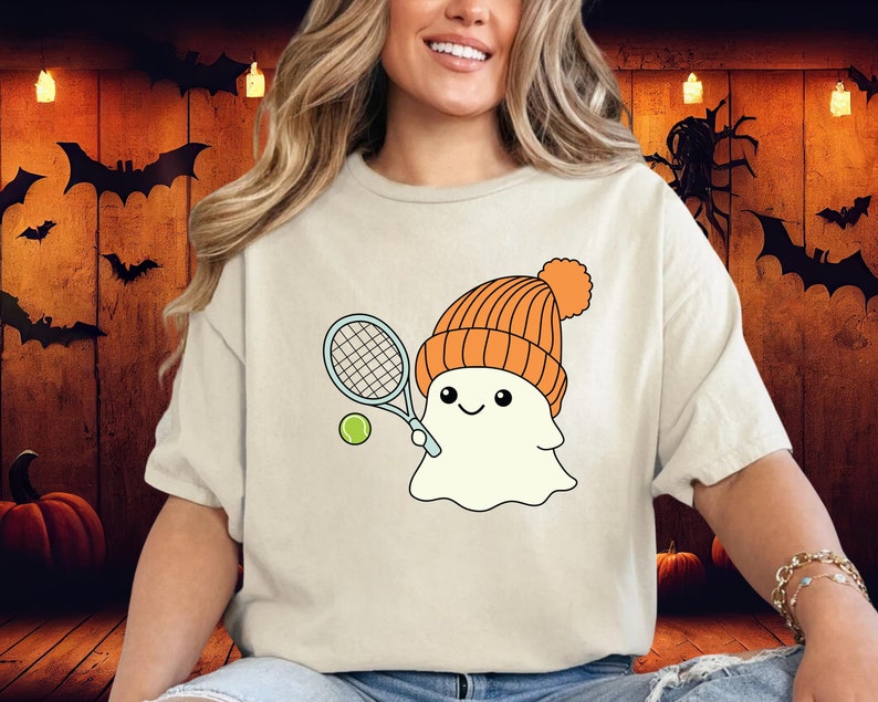 Retro Ghost Halloween Tennis  T-shirts