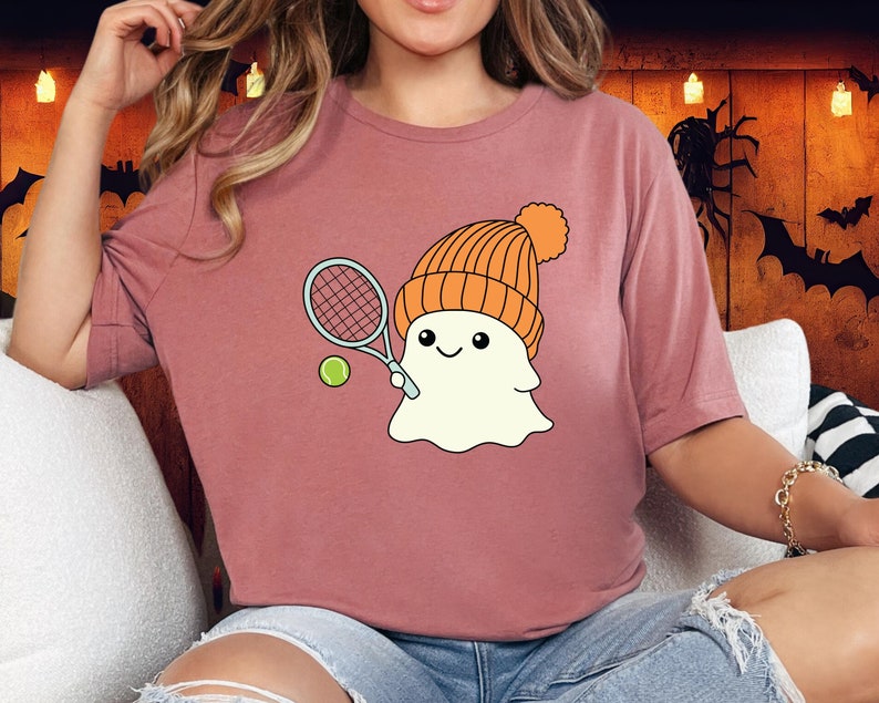 Retro Ghost Halloween Tennis  T-shirts