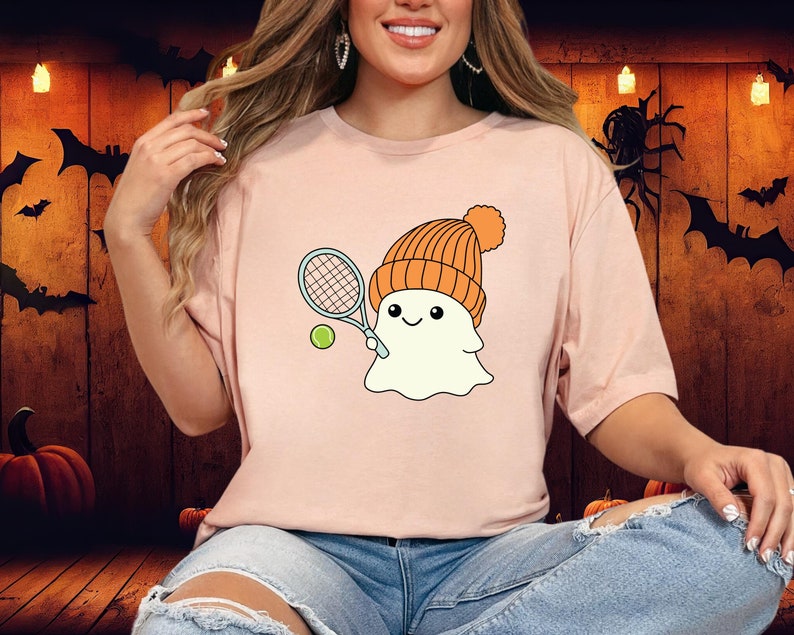 Retro Ghost Halloween Tennis  T-shirts